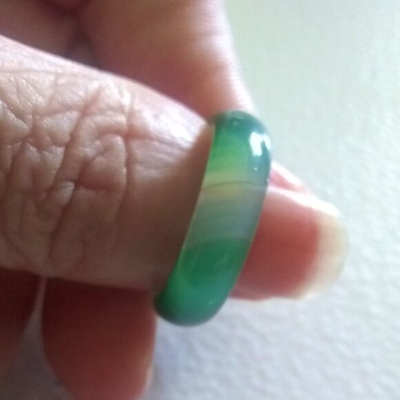 Green Banded Agate ~ Slim Stone Ring Band Size 6.75 ~ Friendship + Promise Rings - Picture 10 of 13